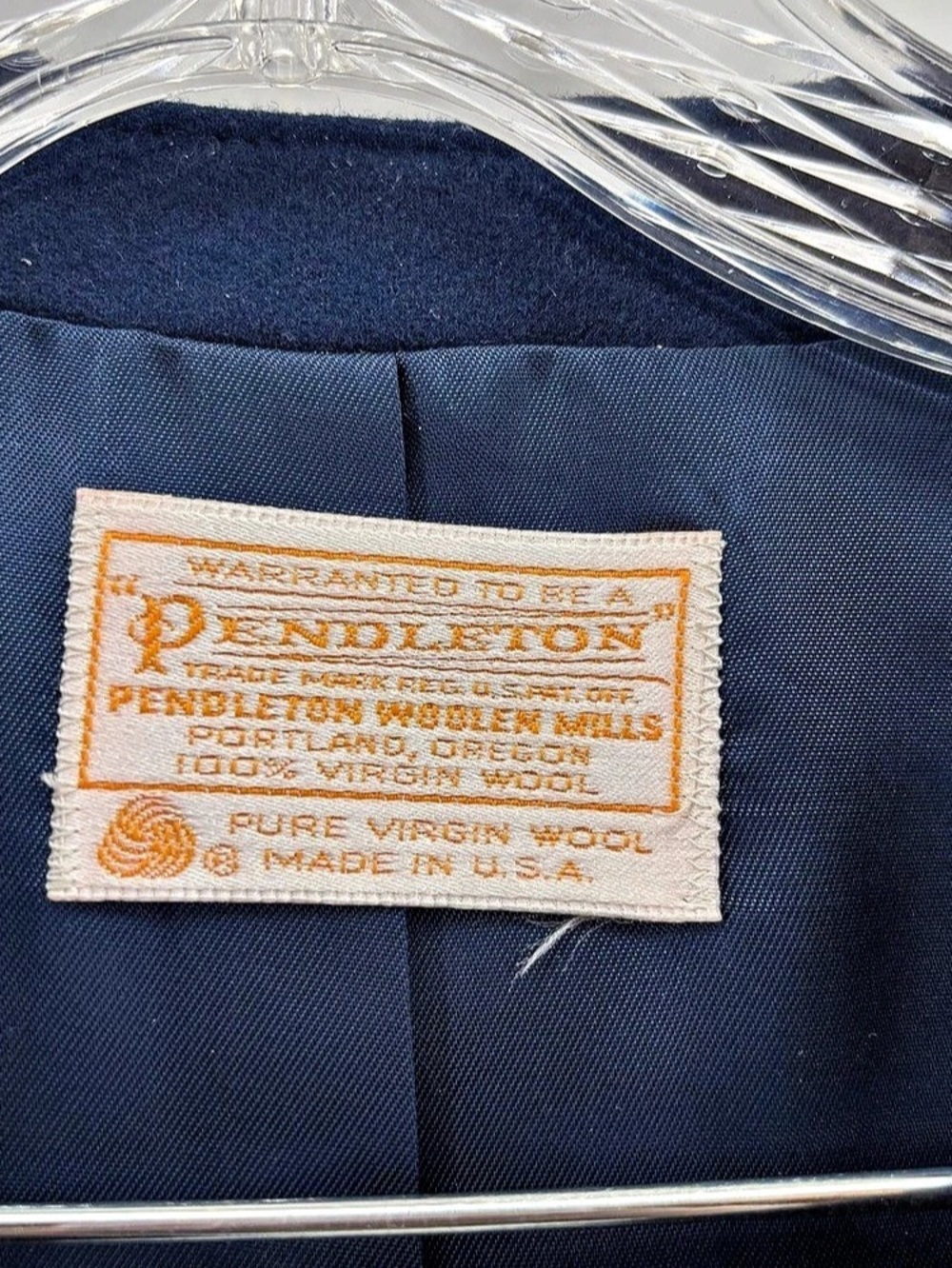 Vintage Pendleton Navy Virgin Wool Collarless Blazer Size 8 - Picture 2 of 10